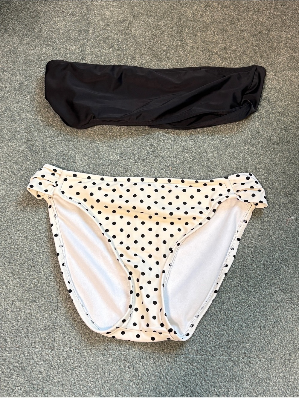 Mossimo Supply Co. Black Bandeau Top with White Polka Dot Bikini Bottoms